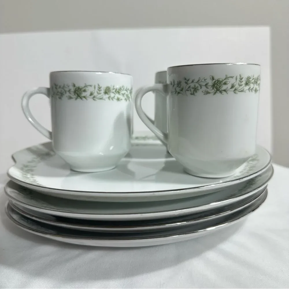 Mikasa Vintage Set Of 4 Snack Plates & Cups